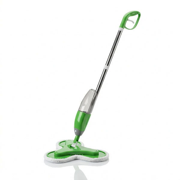 Mop Triplu cu Pulverizator și 3 Capete Rotative, Rezervor 600ml, 3 Lavete Microfibră Incluse, Mâner Ergonomic, Verde/Gri