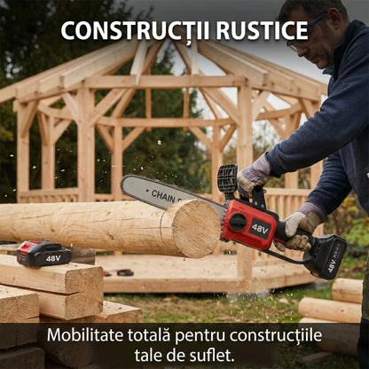 Motofierăstrău Electric 1200W cu 2 Acumulatori 48V - Lamă 30cm, Viteză 4200RPM