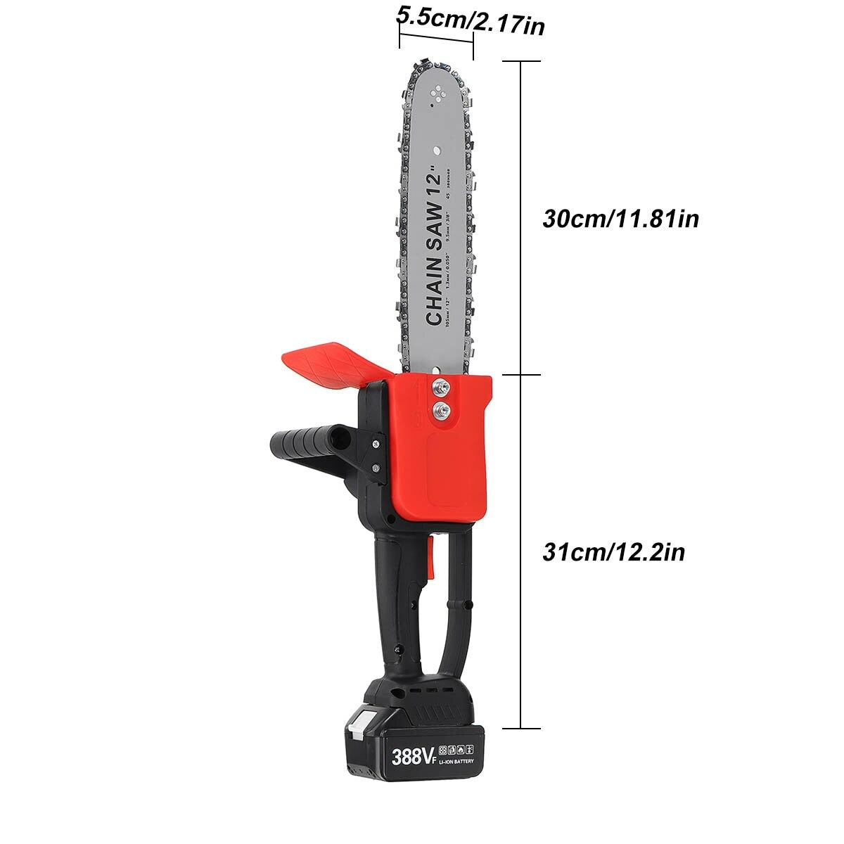 Motofierastrau, Lamela 30 cm Drujba Electrica 1200W si 2 Acumulatori 48v, 4200 rpm