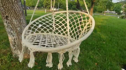 Leagăn Suspendat cu Franjuri, Bumbac Împletit, 150kg, Interior/Exterior