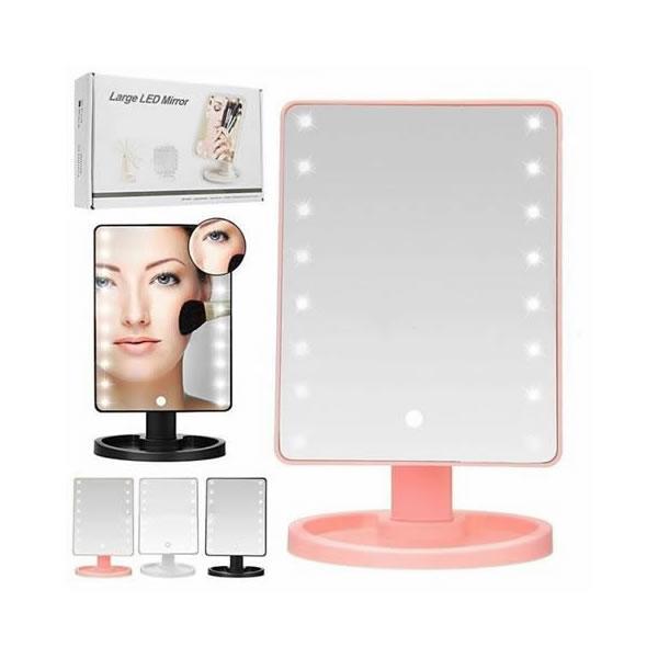 Oglindă Cosmetică Iluminată cu Touch și Rotire 360° – Design Elegant și Funcțional