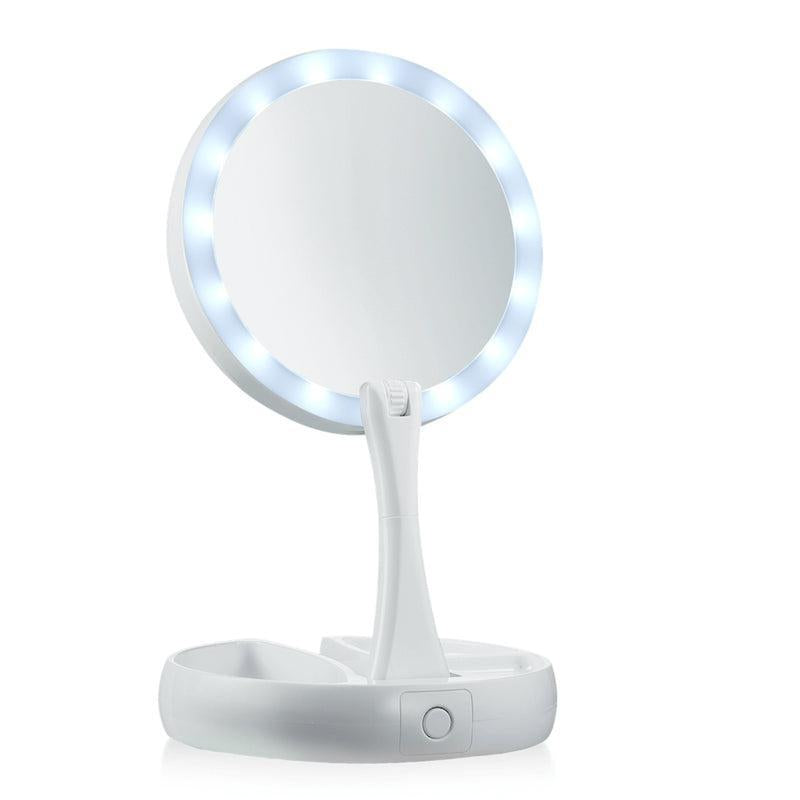 Oglindă Make-Up Pliabilă cu Iluminare LED My Fold Away, 30 cm și Factor de Mărire