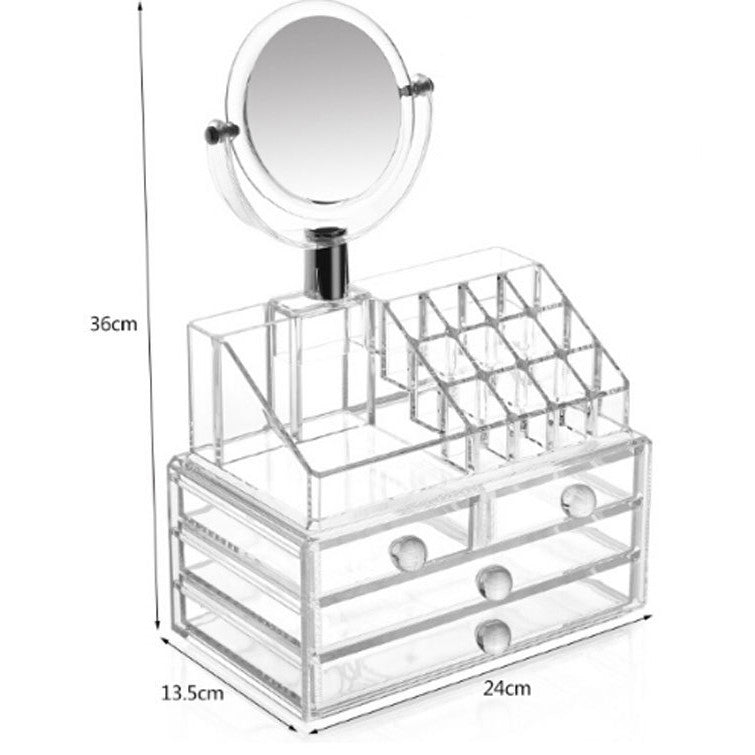 Organizator Make-Up cu Oglindă și 3 Sertare – Ideal pentru Cosmetice și Accesorii