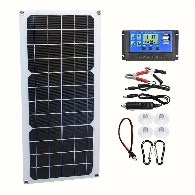 Panou solar flexibil de 30W/60W cu încărcător de baterie de 12V și controler dual USB