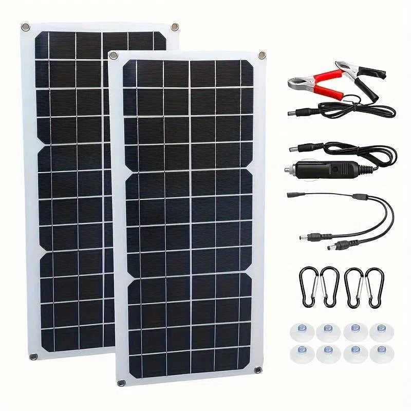 Panou solar flexibil de 30W/60W cu încărcător de baterie de 12V și controler dual USB