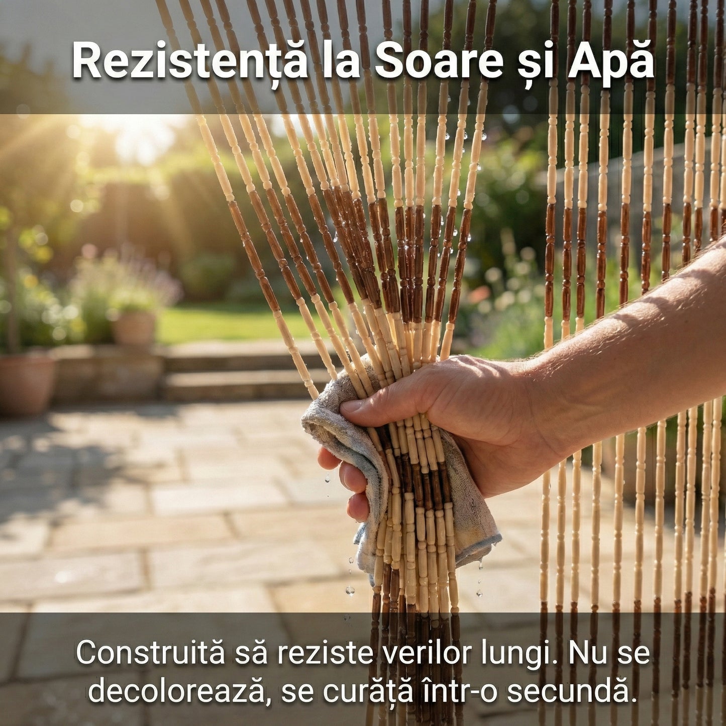 Perdea de Ușă Anti-Muște din PVC, 90x200 cm, Model Zig-Zag Bej/Maro, Rezistentă la Exterior, Bară de Prindere Inclusă