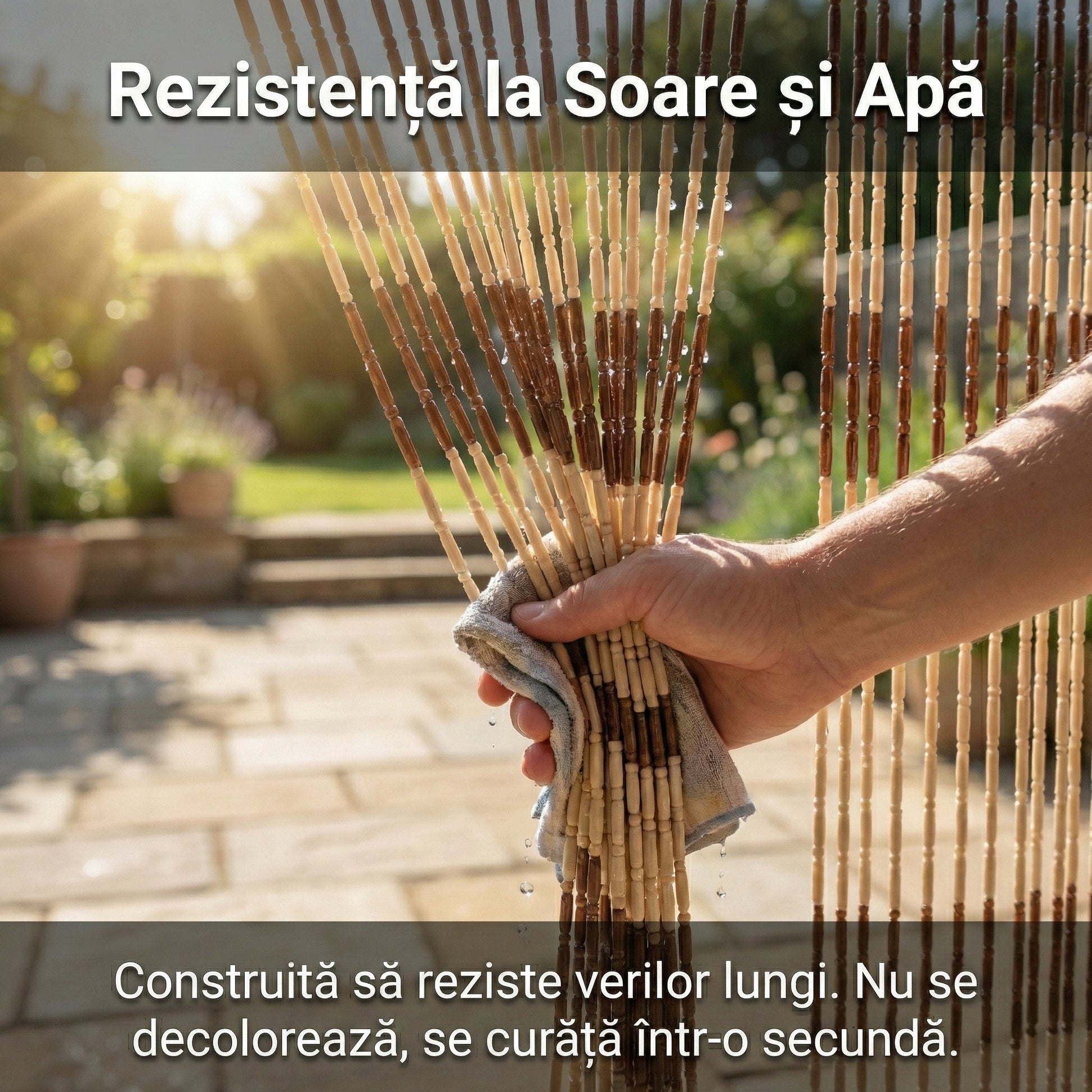 Perdea de Ușă Anti-Muște din PVC, 90x200 cm, Model Zig-Zag Bej/Maro, Rezistentă la Exterior, Bară de Prindere Inclusă