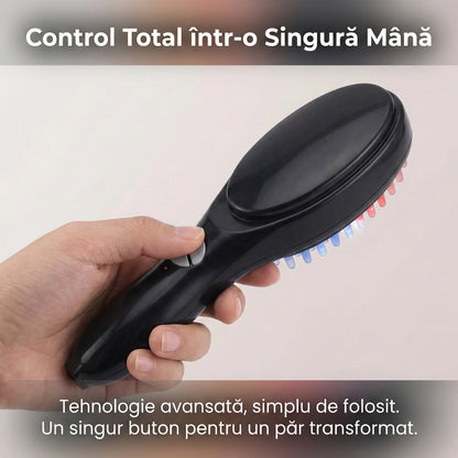 Perie Electrică TheraBrush pentru Regenerarea Părului, Terapie cu Lumină Roșie și Albastră, Funcție Hidratare, Masaj Scalp, Negru
