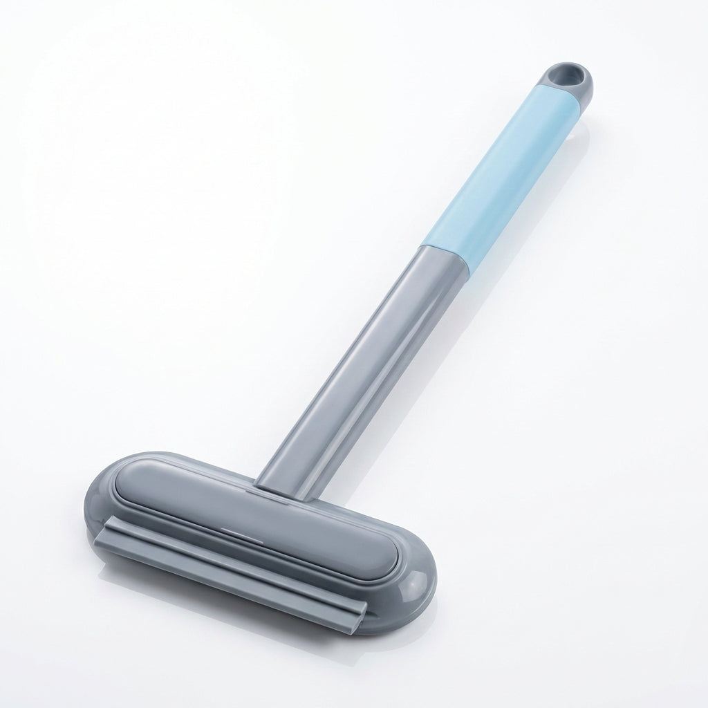 Perie Multifuncțională 4-în-1 pentru Curățare Geamuri și Plase, Racletă Inclusă, Dispozitiv Îndepărtare Păr Animale, Mâner Detașabil