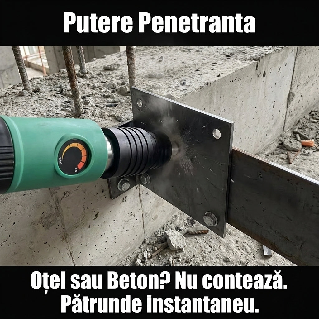 Pistol de Bătut Cuie în Beton "Mini Cannon" - Putere Ajustabilă 5 Trepte & Amortizor Zgomot (Fără Aer/Curent)