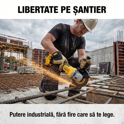 Polizor Unghiular (Flex) pe Acumulator 36V Deustch Meister - Set Complet cu 2 Baterii 5Ah, Disc 125mm & Cutie Transport