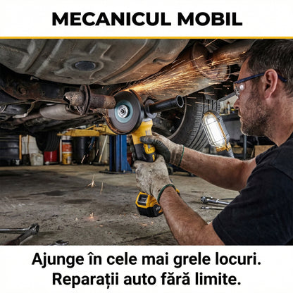 Polizor Unghiular (Flex) pe Acumulator 36V Deustch Meister - Set Complet cu 2 Baterii 5Ah, Disc 125mm & Cutie Transport