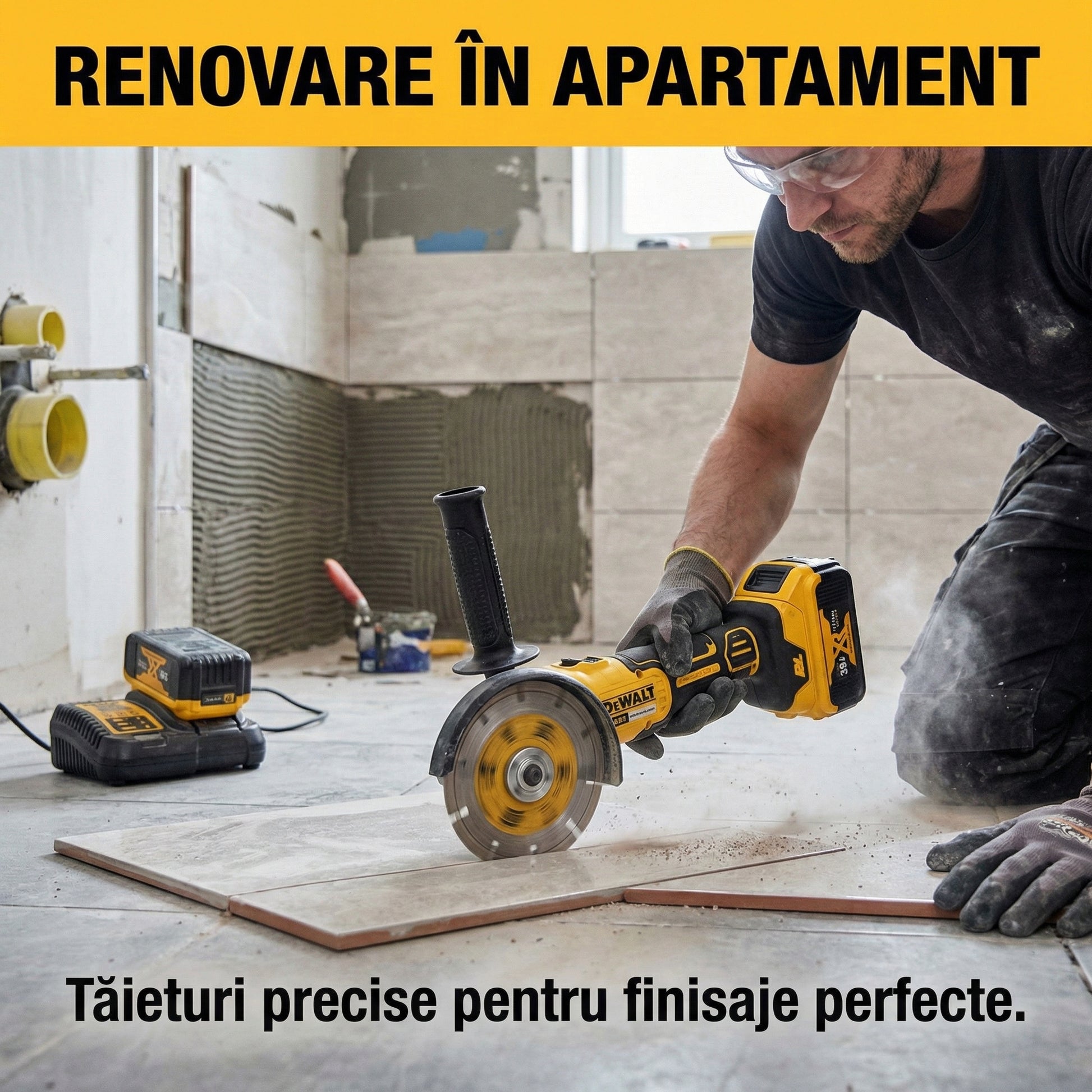 Polizor Unghiular (Flex) pe Acumulator 36V Deustch Meister - Set Complet cu 2 Baterii 5Ah, Disc 125mm & Cutie Transport