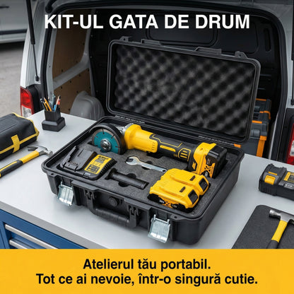 Polizor Unghiular (Flex) pe Acumulator 36V Deustch Meister - Set Complet cu 2 Baterii 5Ah, Disc 125mm & Cutie Transport