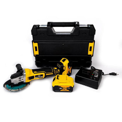 Polizor Unghiular (Flex) pe Acumulator 36V Deustch Meister - Set Complet cu 2 Baterii 5Ah, Disc 125mm & Cutie Transport