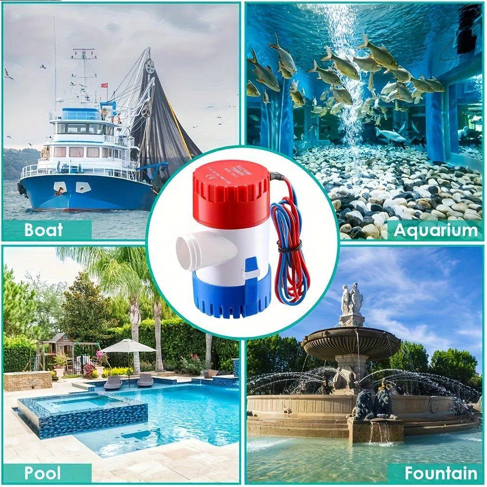 Pompă de santină submersibilă 1100GPH, 12V DC, debit mare - ideală pentru bărci, piscine, acvarii și fântâni