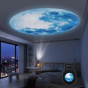 Proiector LED Globă Lună Albastră - Lumină Reglabilă 360°, Lampă de Proiecție Atmosferică, USB pentru Decor Acasă