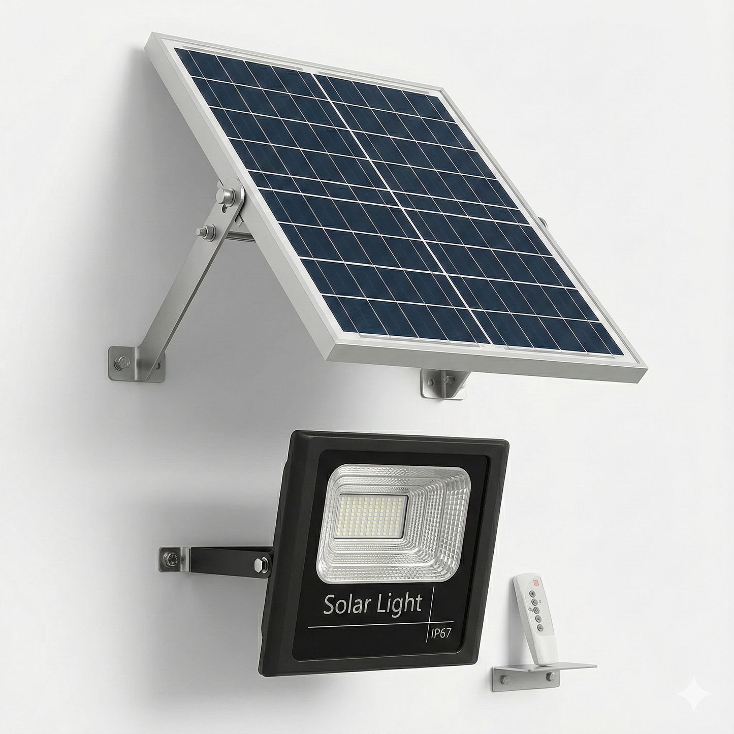 Proiector Solar Jortan 100W, 520LM, 108 LED YY2835, Baterie 4500 mAh, Telecomandă + Fotocelulă, IP66 (Negru)