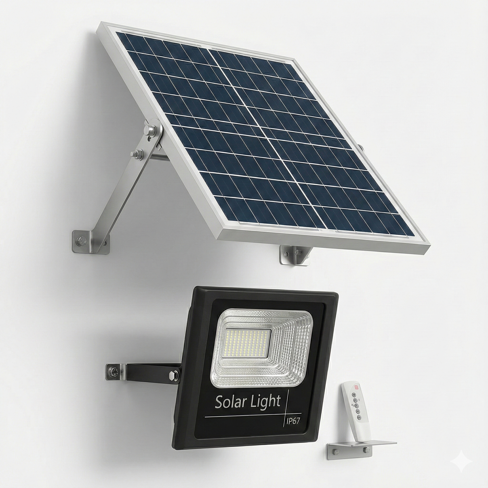 Proiector Solar Jortan 100W, 520LM, 108 LED YY2835, Baterie 4500 mAh, Telecomandă + Fotocelulă, IP66 (Negru)