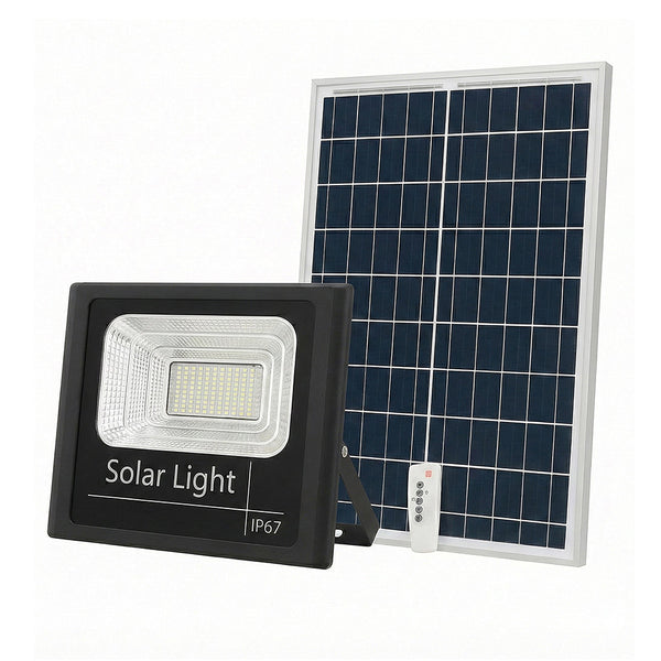 Proiector Solar Jortan 200W, 720LM, 130 LED YY2835, Baterie 6500 mAh, Telecomandă + Fotocelulă, IP66 (Negru)