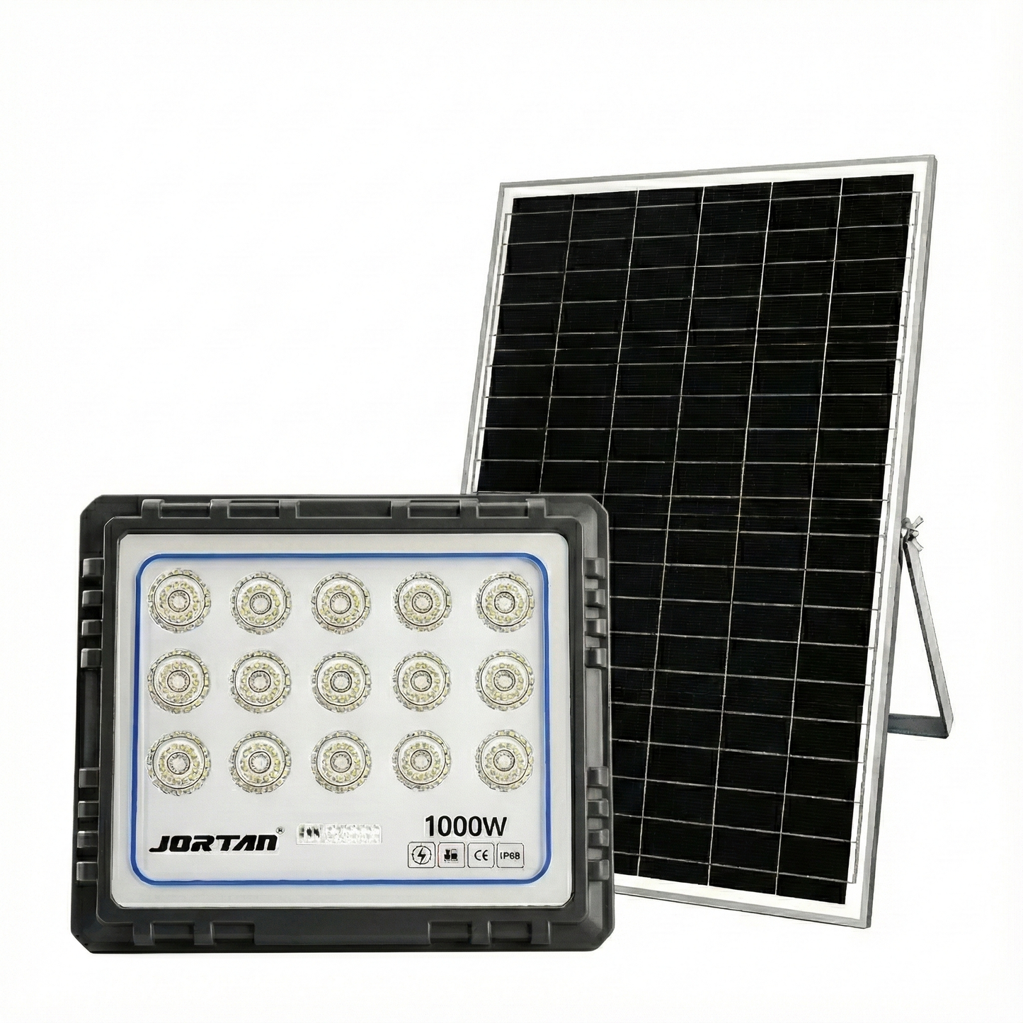 Proiector Solar Jortan HONOR 1000W, 225 LED 2835,4000 Lumeni Baterie 40000 mAh, Telecomandă + Fotocelulă, IP66 (Negru)