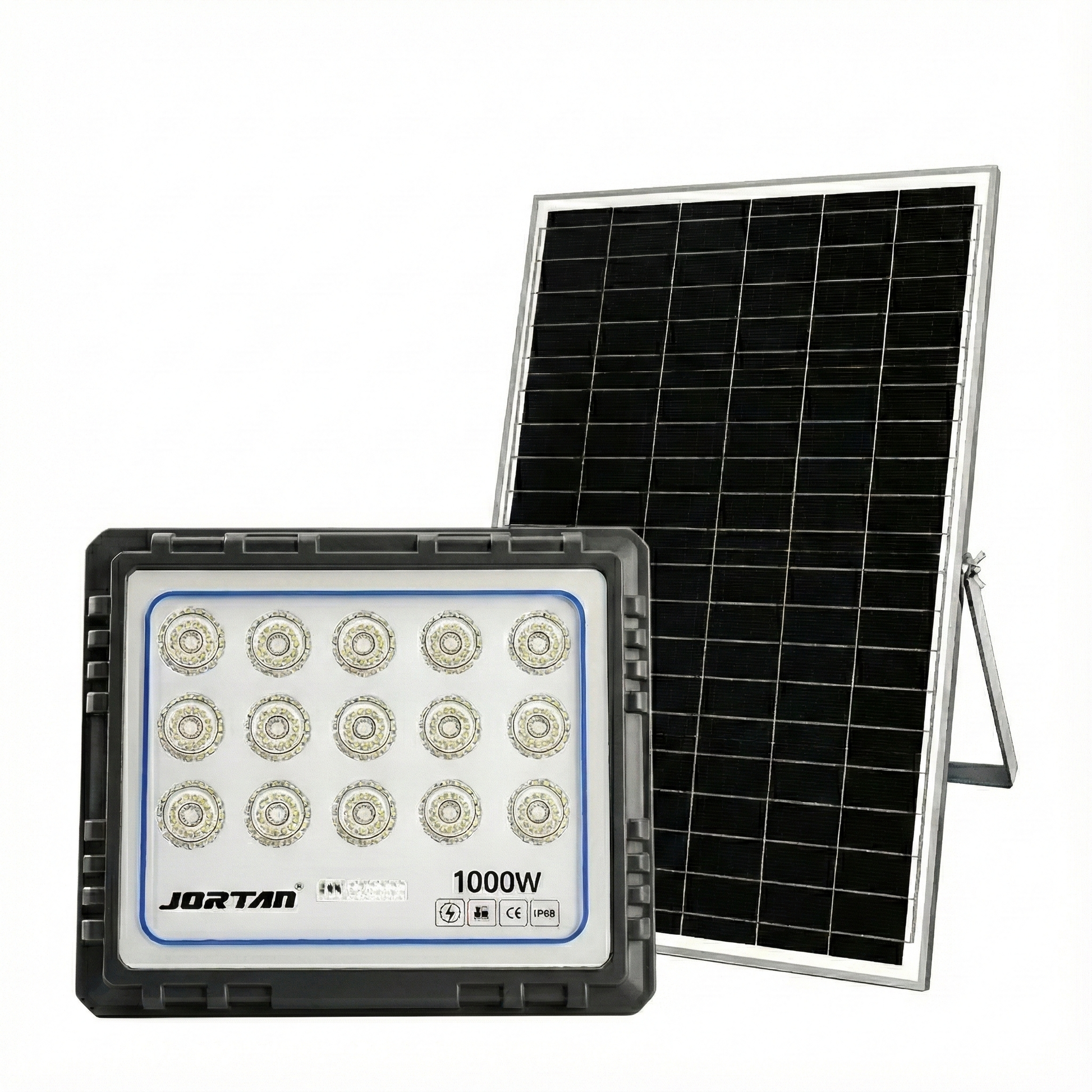 Proiector Solar Jortan HONOR 1000W, 225 LED 2835,4000 Lumeni Baterie 40000 mAh, Telecomandă + Fotocelulă, IP66 (Negru)
