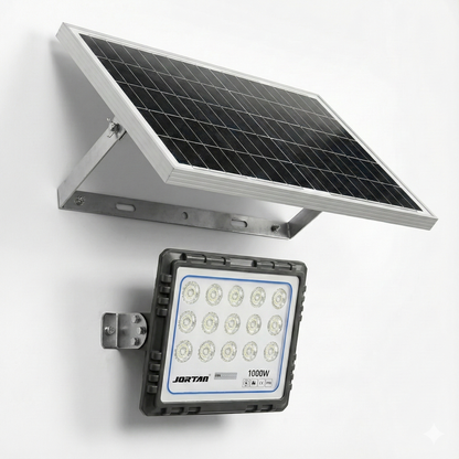 Proiector Solar Jortan HONOR 1000W, 225 LED 2835,4000 Lumeni Baterie 40000 mAh, Telecomandă + Fotocelulă, IP66 (Negru)