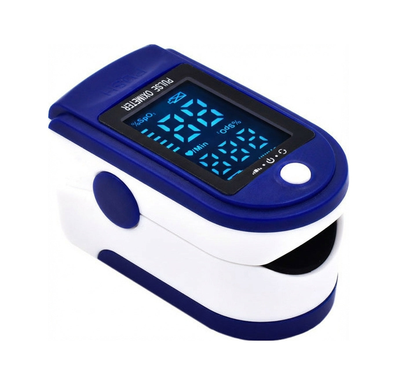 Puls Oximetru Digital pentru Deget, Monitorizare SpO2 și Puls, Precizie Medicală, Ecran LED, Oprire Automată, Albastru/Alb