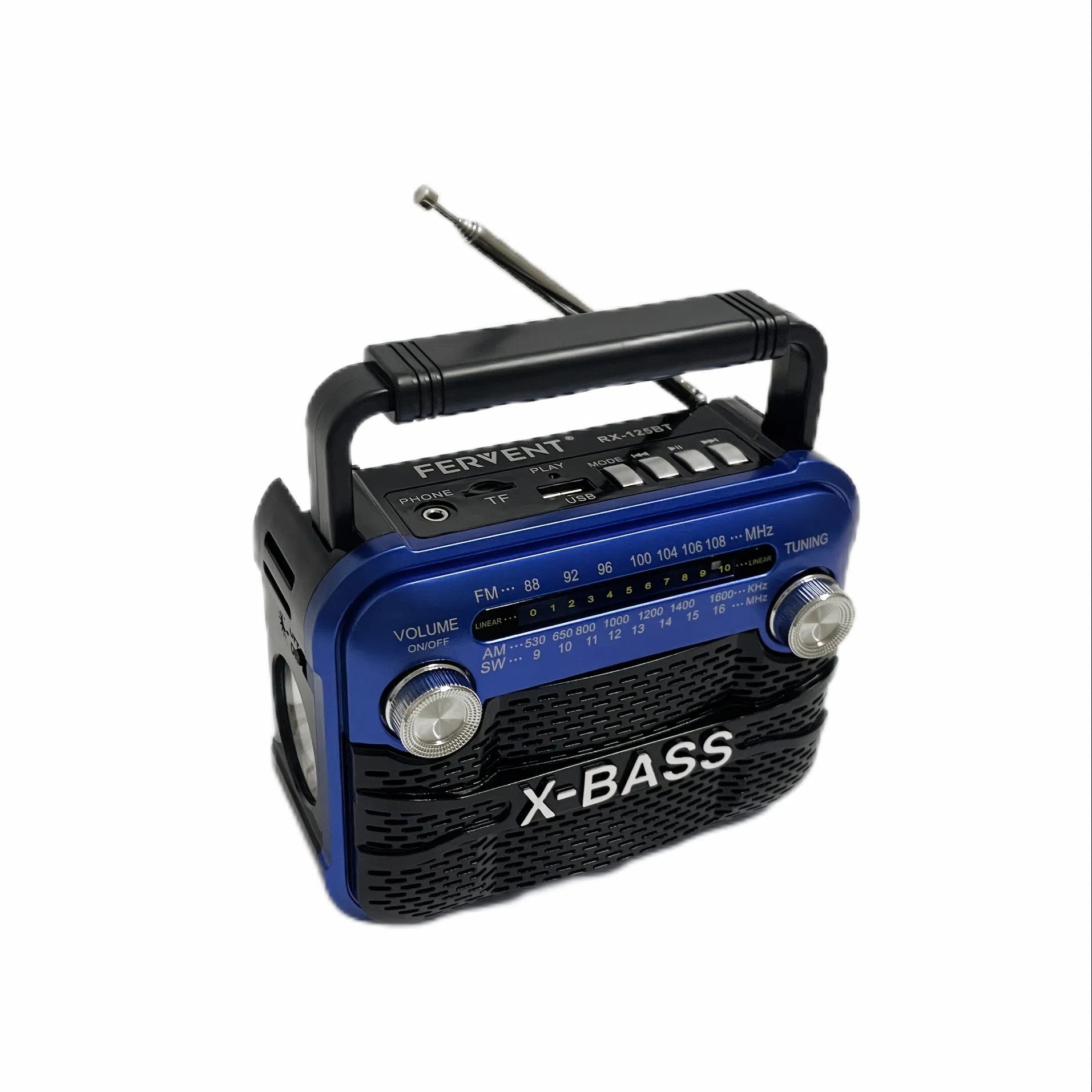 Radio Portabil FM 125BT cu Lanternă – Redare FM/AM/SW1-6, USB/TF/BT, 3W, 800mAh, Timp de Redare 2-4H