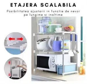 Raft Microunde Multifuncțional pentru Bucătărie sau Baie - Multi Storage Rack