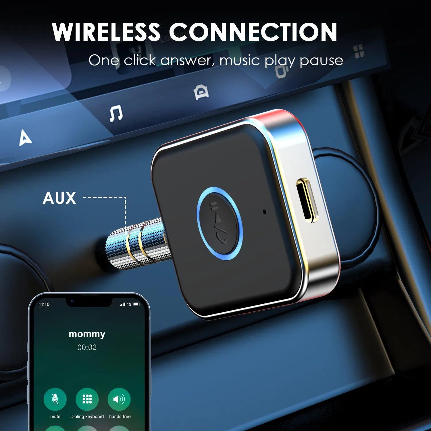 Receptor Audio Wireless Portabil cu Adaptor AUX Hands-Free pentru Mașină și Stereo Acasă