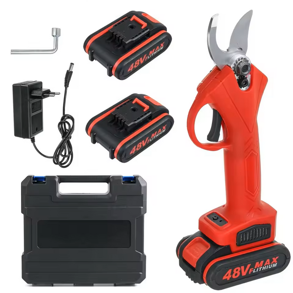 Foarfeca Electrică cu 2 Acumulatori 48v, pentru Grădină, Baterie 5000mAh, Accesorii Complete