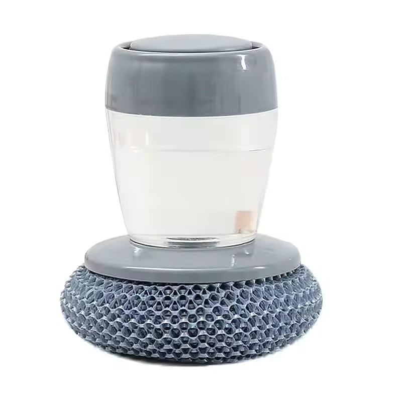 Perie de Curățare Vase cu Dozator Automat de Detergent și Burete din Sârmă de Oțel, Tip Presă
