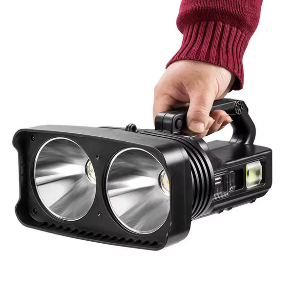 Lanternă Profesională "Searchlight" LED Dublu P50, 2000+ Lumeni, Rază 1000m, Acumulator 7200mAh, 10 Moduri
