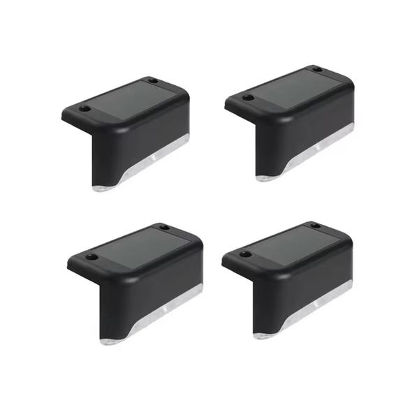 Set 4 Lămpi Solare LED pentru Trepte și Gard, Lumină Caldă, Impermeabile, Negru