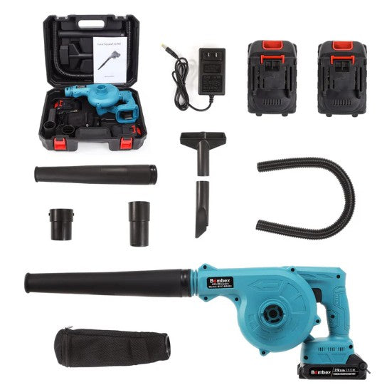 Dispozitiv 2 în 1 Suflantă și Aspirator Set Complet cu 2 Acumulatori 48V, 19.000 RPM