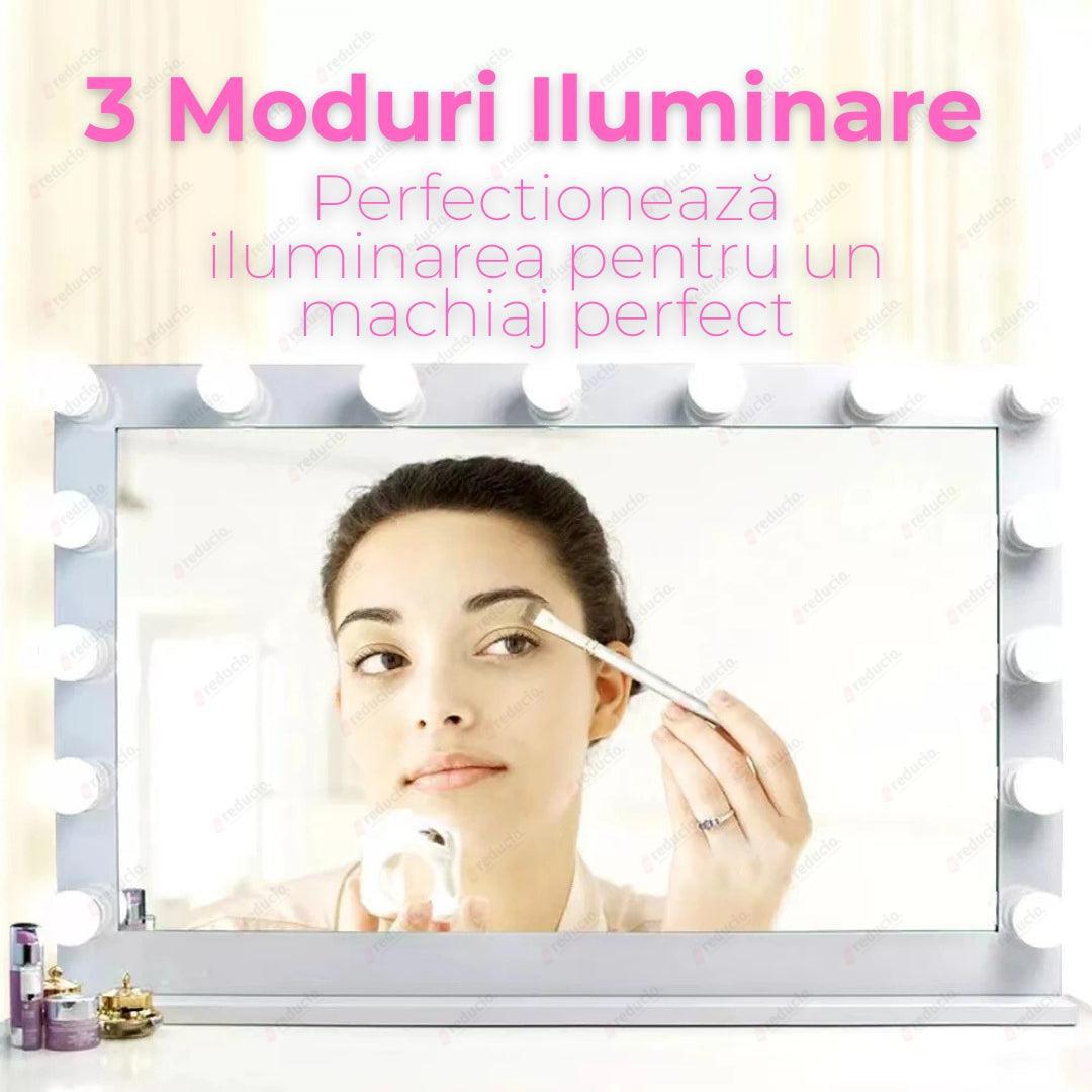 Set 10 Becuri LED pentru Oglindă Machiaj, 3 Moduri de Iluminare, Luminozitate Reglabilă