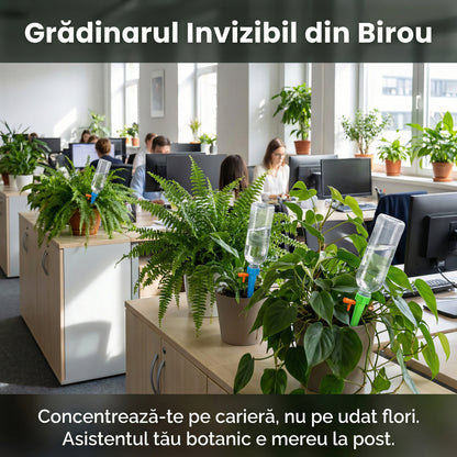Set 10 Picurătoare Automate pentru Plante, Sistem Irigare prin Picurare cu Valvă Reglabilă, Compatibil Sticle PET, Verde/Albastru
