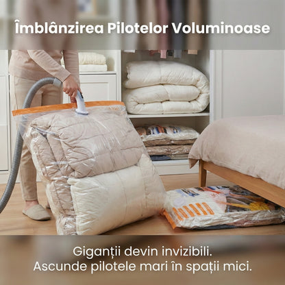 Set 10 Saci de Vidat Haine 80x100 cm, Reutilizabili, Economie Spațiu 75%, Protecție Împotriva Umezelii și Prafului, Transparenți