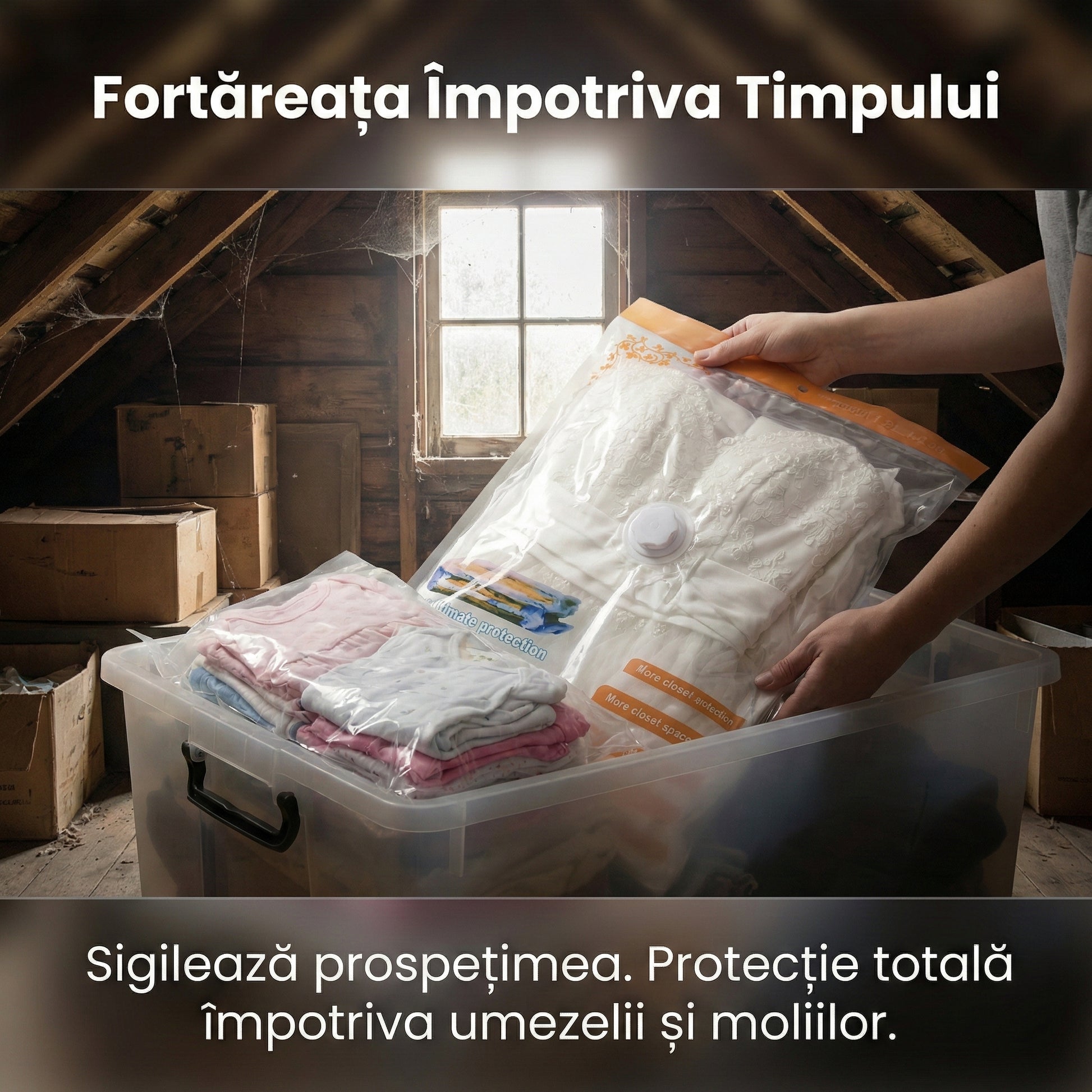 Set 10 Saci de Vidat Haine 80x100 cm, Reutilizabili, Economie Spațiu 75%, Protecție Împotriva Umezelii și Prafului, Transparenți