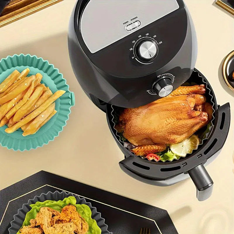 Set 2 Tavi de silicon pentru air fryer – platou antiaderent pentru gătit sănătos