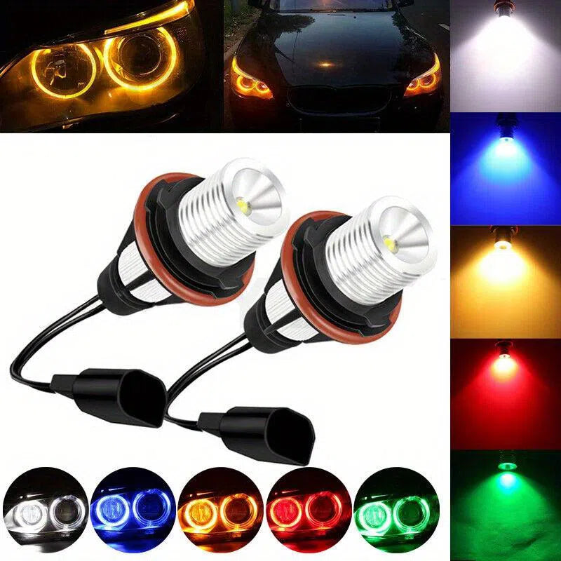 Set 2 becuri Angel Eye pentru lumină de ceață auto, LED-uri multicolore