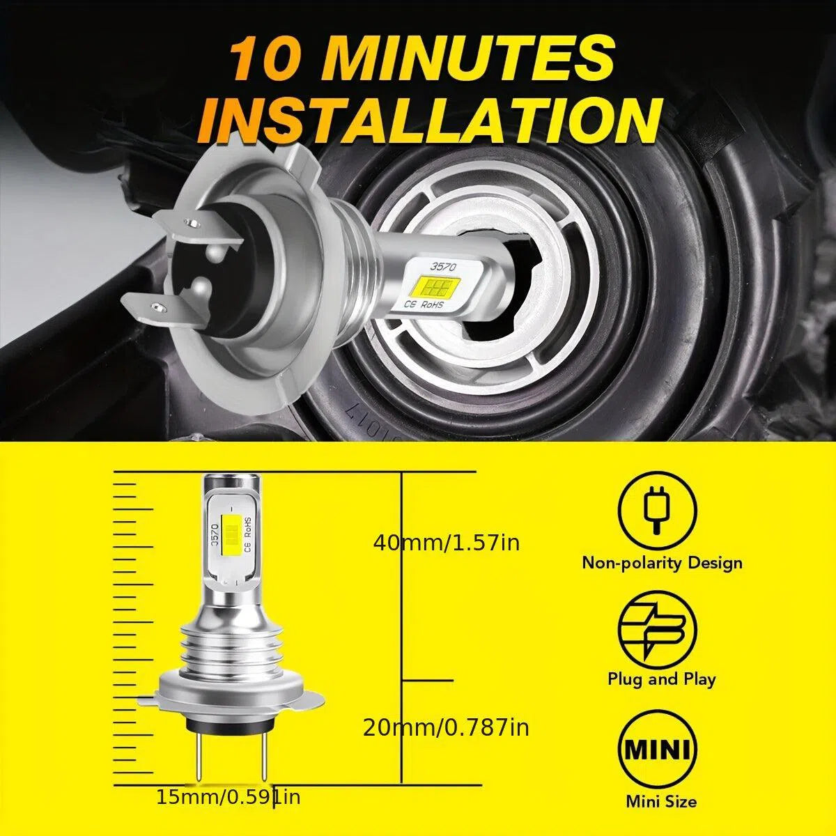 Set 2 buc. H7 Kit becuri LED pentru faruri - 6000K, fază lungă/scurtă și ceață