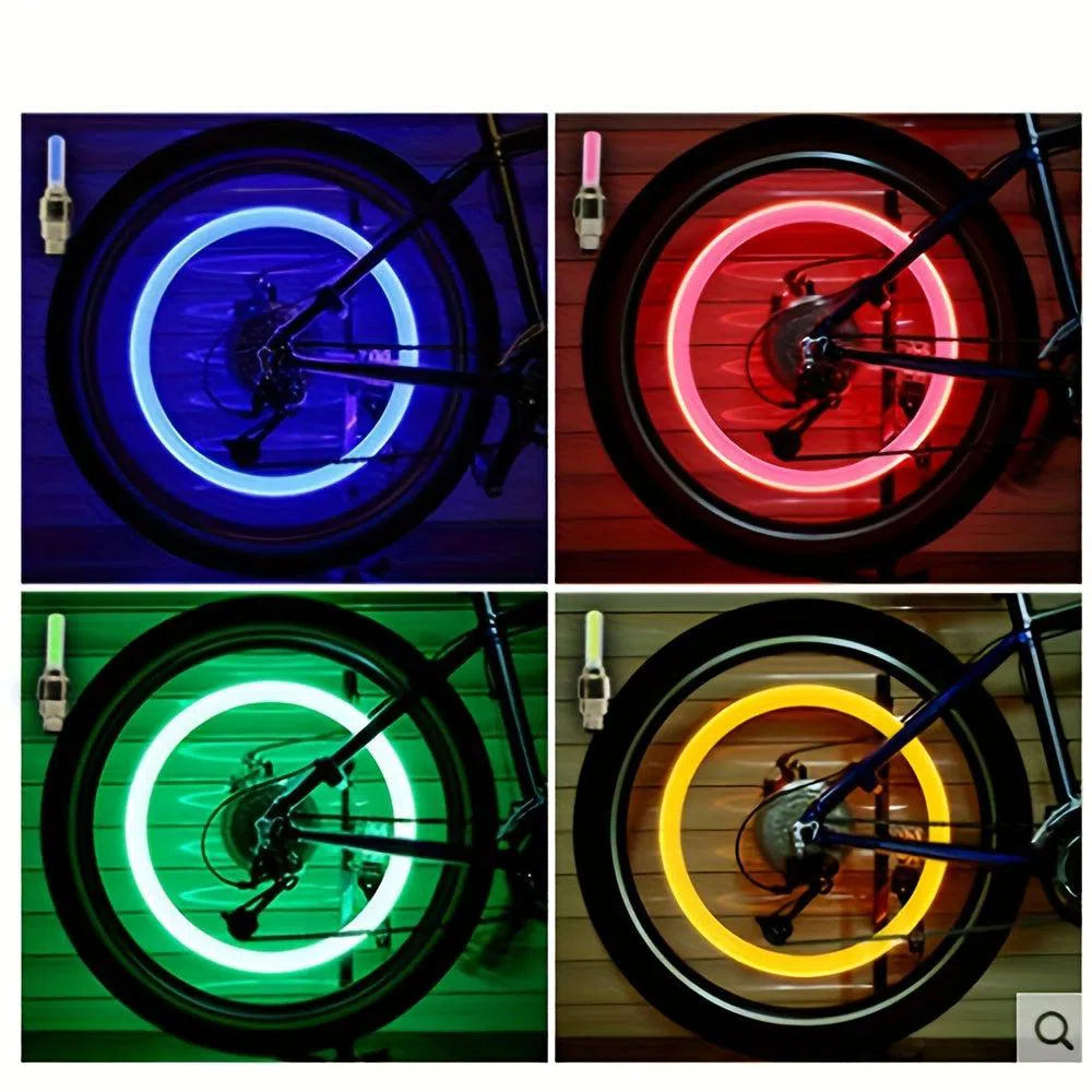 Set 2 lumini LED multicolore pentru roți de bicicletă, lămpi de siguranță și avertizare