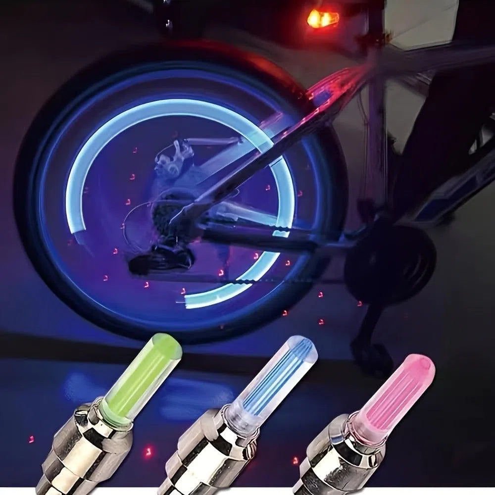 Set 2 lumini LED multicolore pentru roți de bicicletă, lămpi de siguranță și avertizare