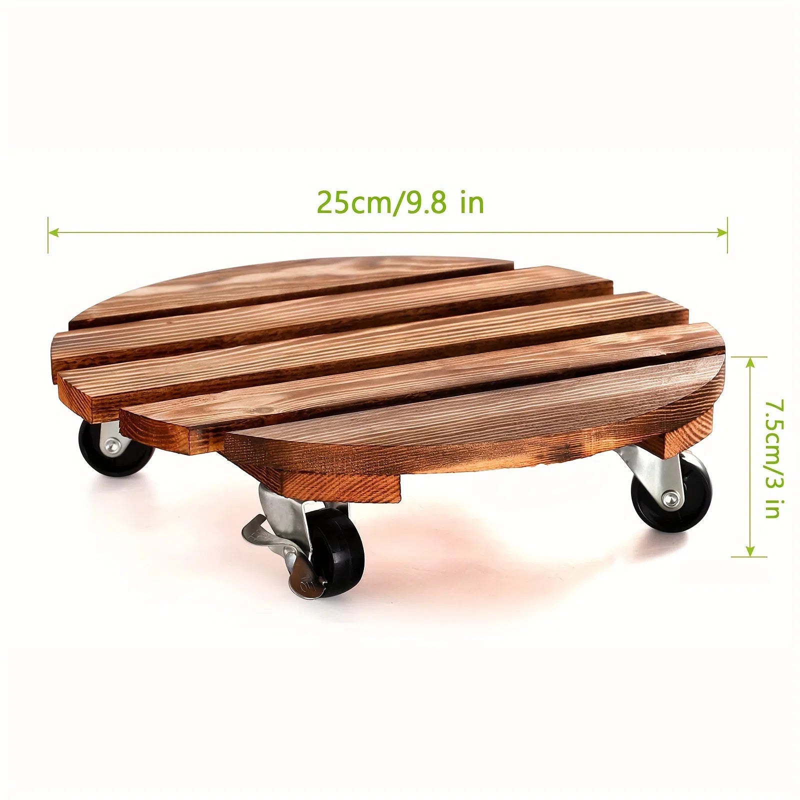 Set 2 suporturi rotunde din lemn cu roți blocabile pentru ghivece - rezistente și versatile, pentru interior și exterior, diametru 32 cm