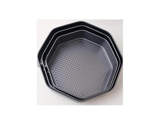 Set 3 Forme pentru Tort cu Perete Deschis, Octagon Diametru 24-28 cm, Teflon