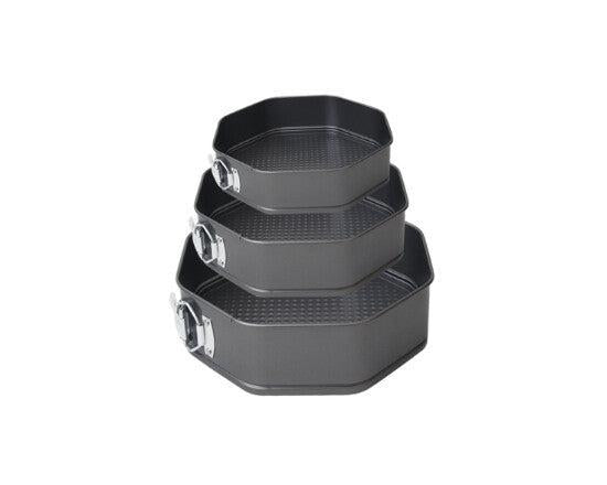 Set 3 Forme pentru Tort cu Perete Deschis, Octagon Diametru 24-28 cm, Teflon