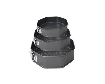 Set 3 Forme pentru Tort cu Perete Deschis, Octagon Diametru 24-28 cm, Teflon