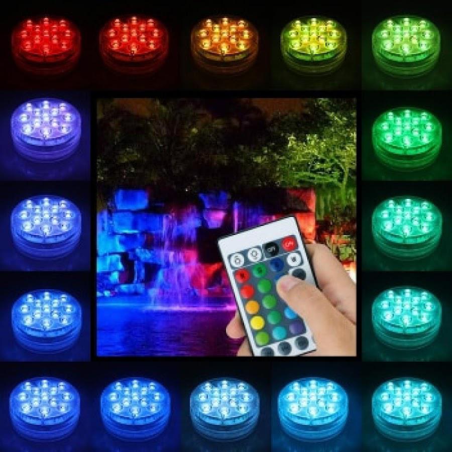 Set 4 Lămpi LED RGB Submersibile, Rezistente la Apă IP68 - Perfecte pentru Piscină, Acvariu și Decor Extern